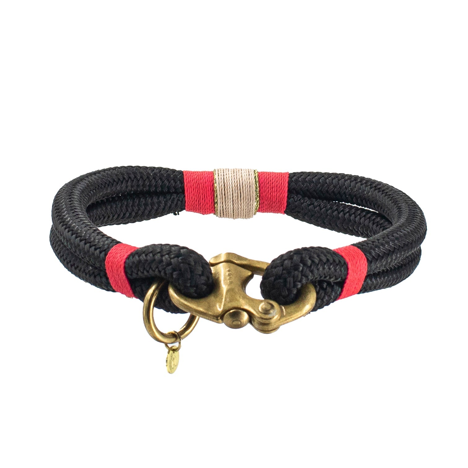 Oonalfie Bahamas small rope dog collar in navy and hot pink for miniature and petite breeds