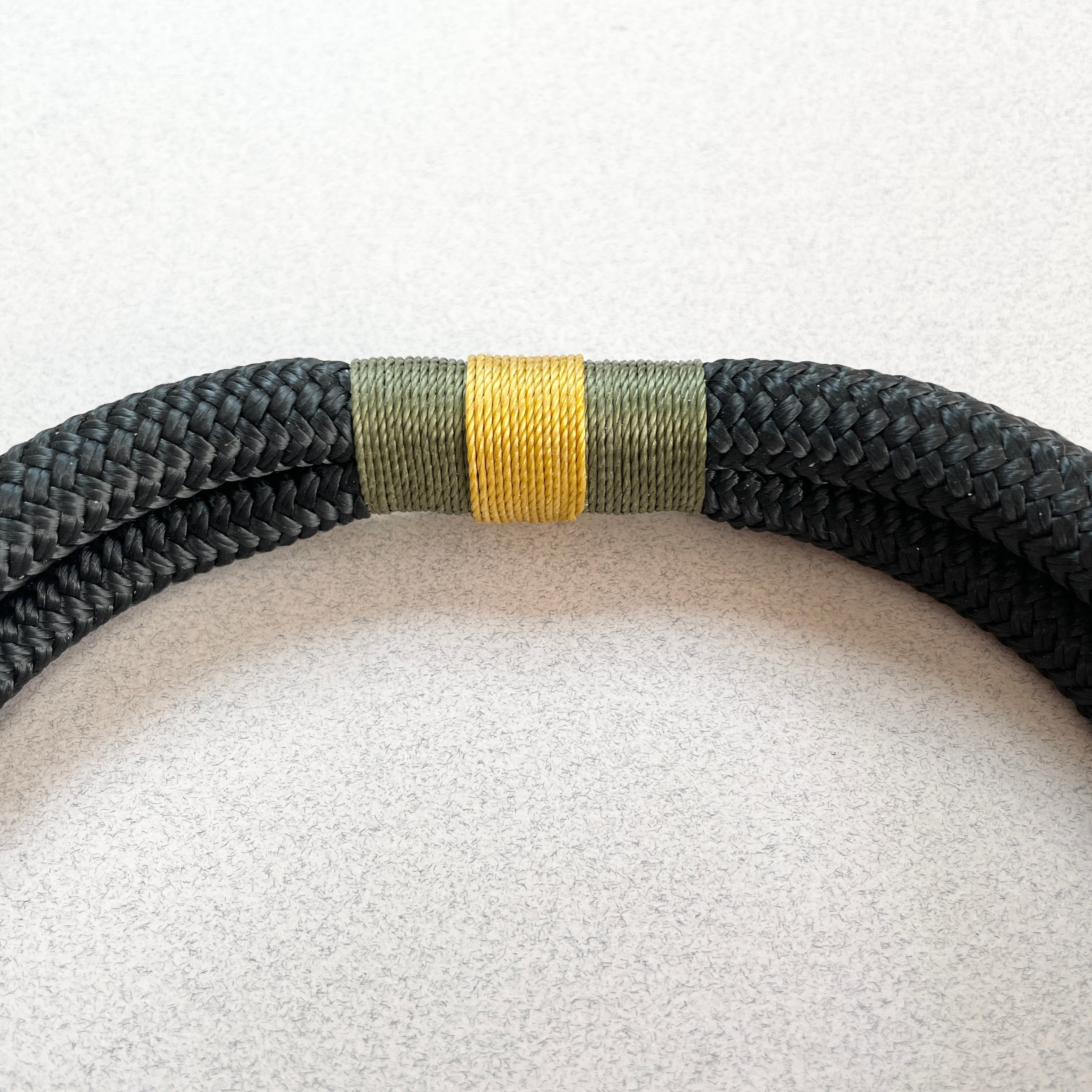 Sandringham rope collar for miniature breeds in earthy khaki and mustard tones