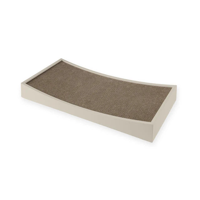 Modern oak wood cat scratcher with corrugated cardboard surface in minimalist rectangular design by MiaCara