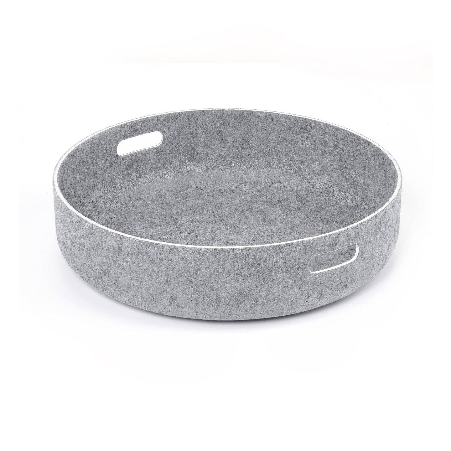 MiaCara Cesto cat basket in grey felt on a white background