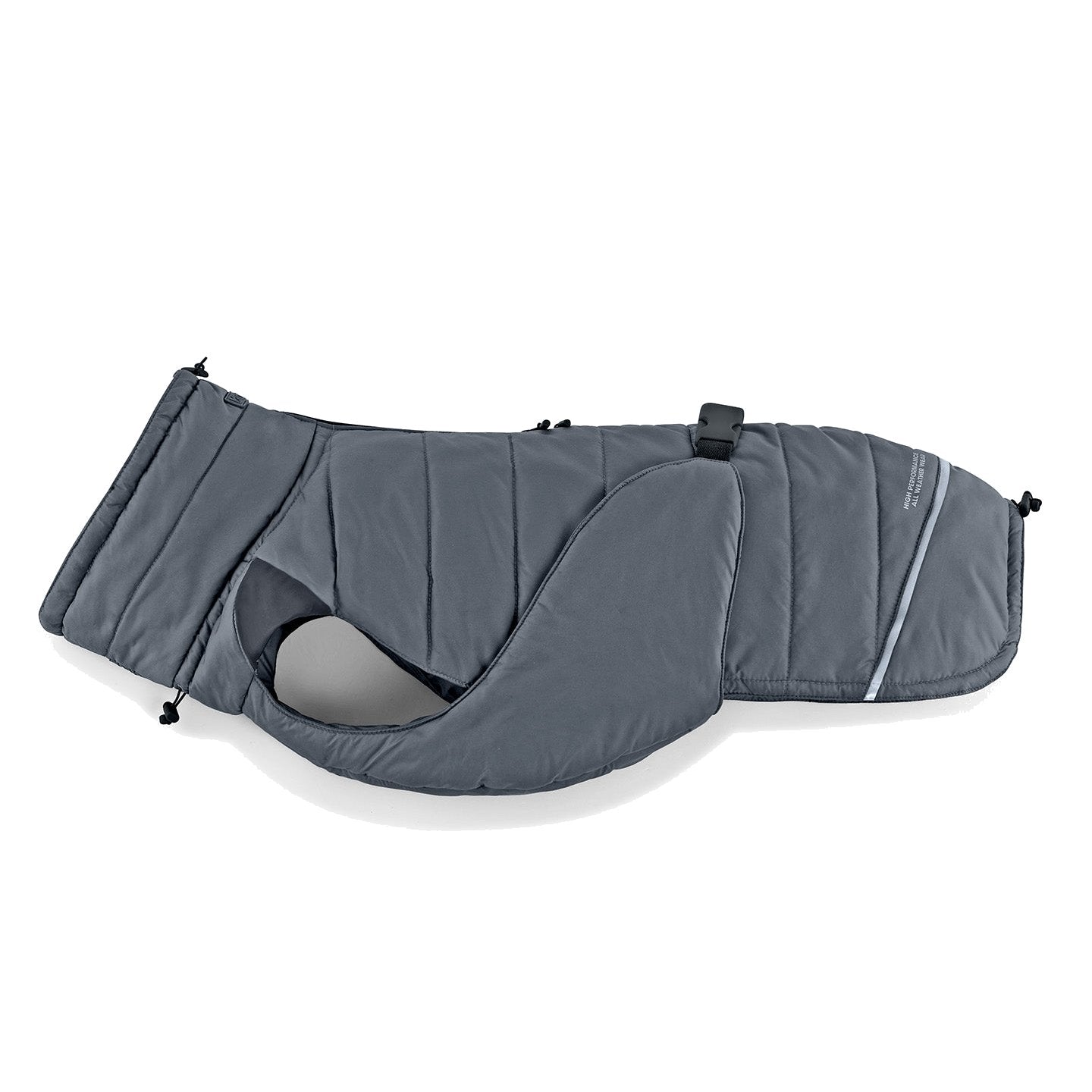 MiaCara Cosima designer dog winter coat in slate grey with minimalist quilted design and reflective trim