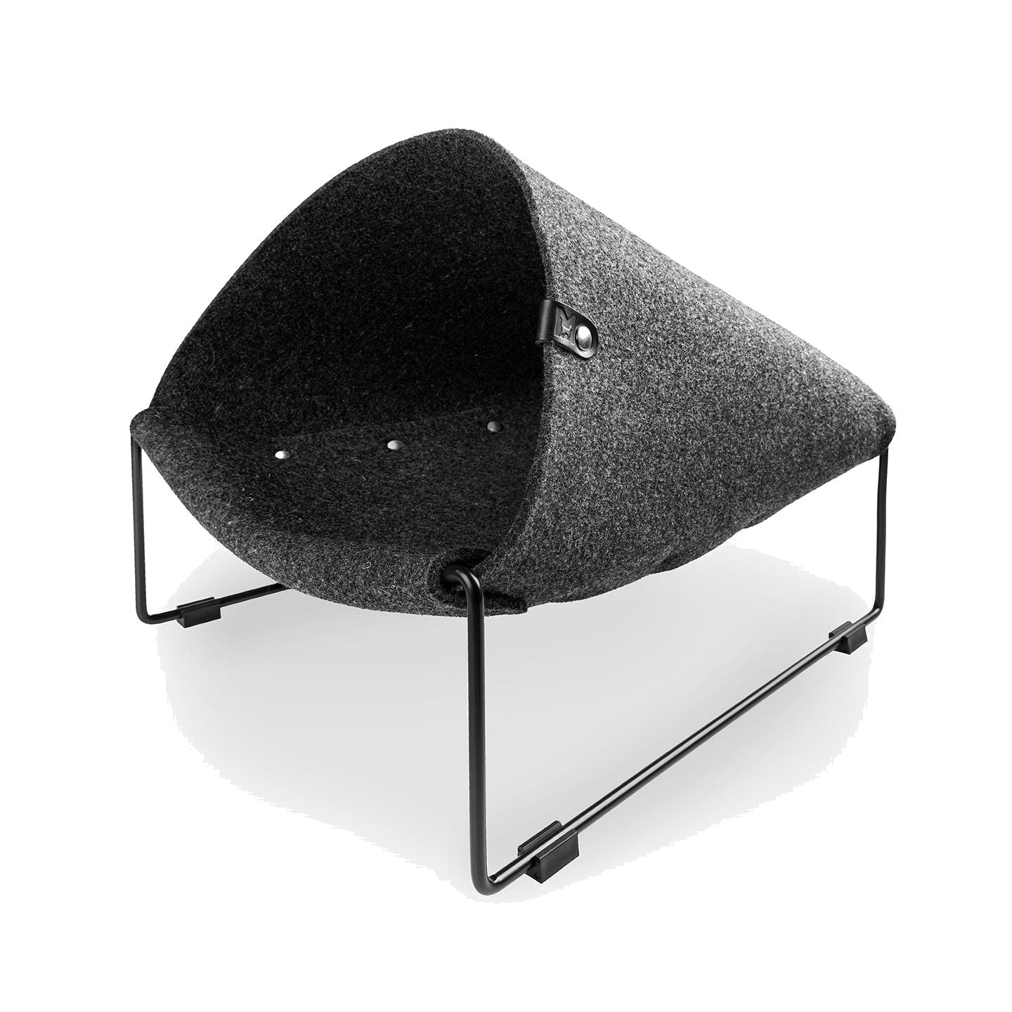 MiaCara Loggia designer cat cave in charcoal felt with black metal frame, minimalist German pet furniture design