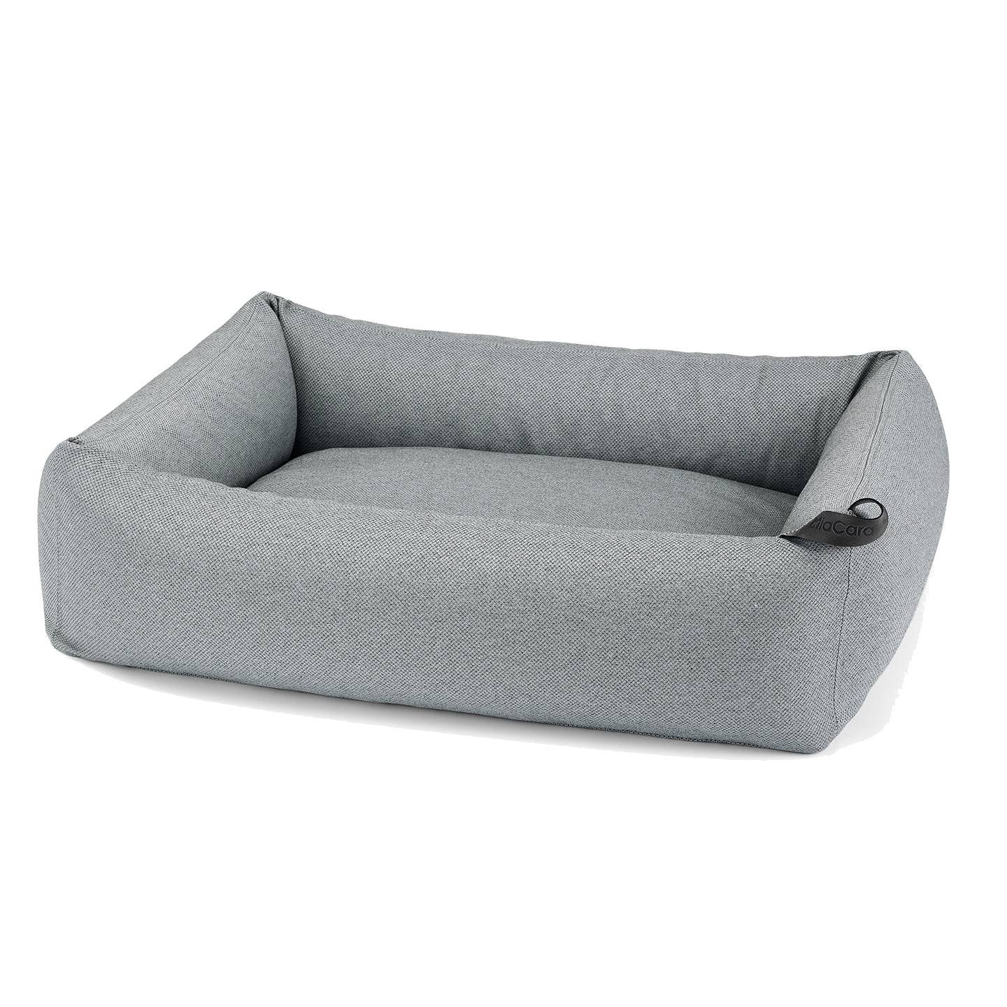 MiaCara Mare designer dog bed in grey sustainable fabric with minimalist German design and raised bolster sides
