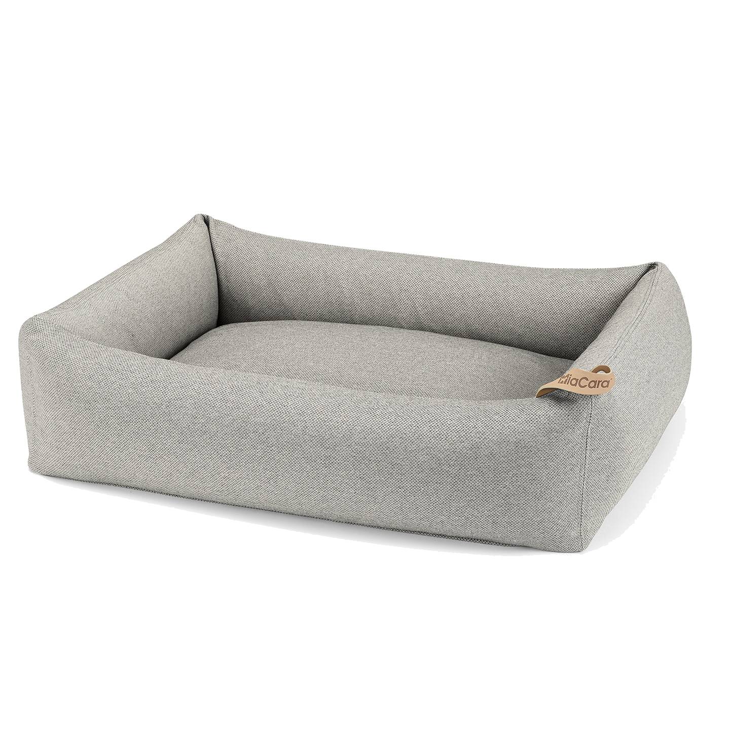 MiaCara Mare designer dog bed in grey textured fabric with minimalist German design and sustainable materials