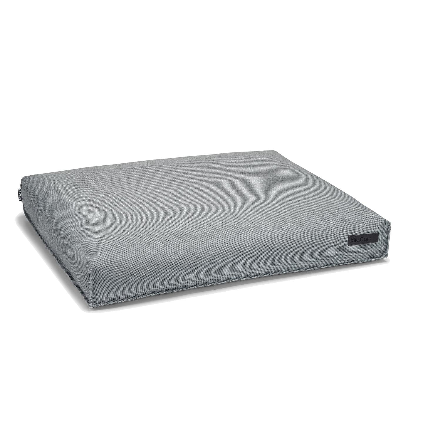 Grey minimalist dog cushion with contemporary German design featuring sustainable fabric and clean geometric lines