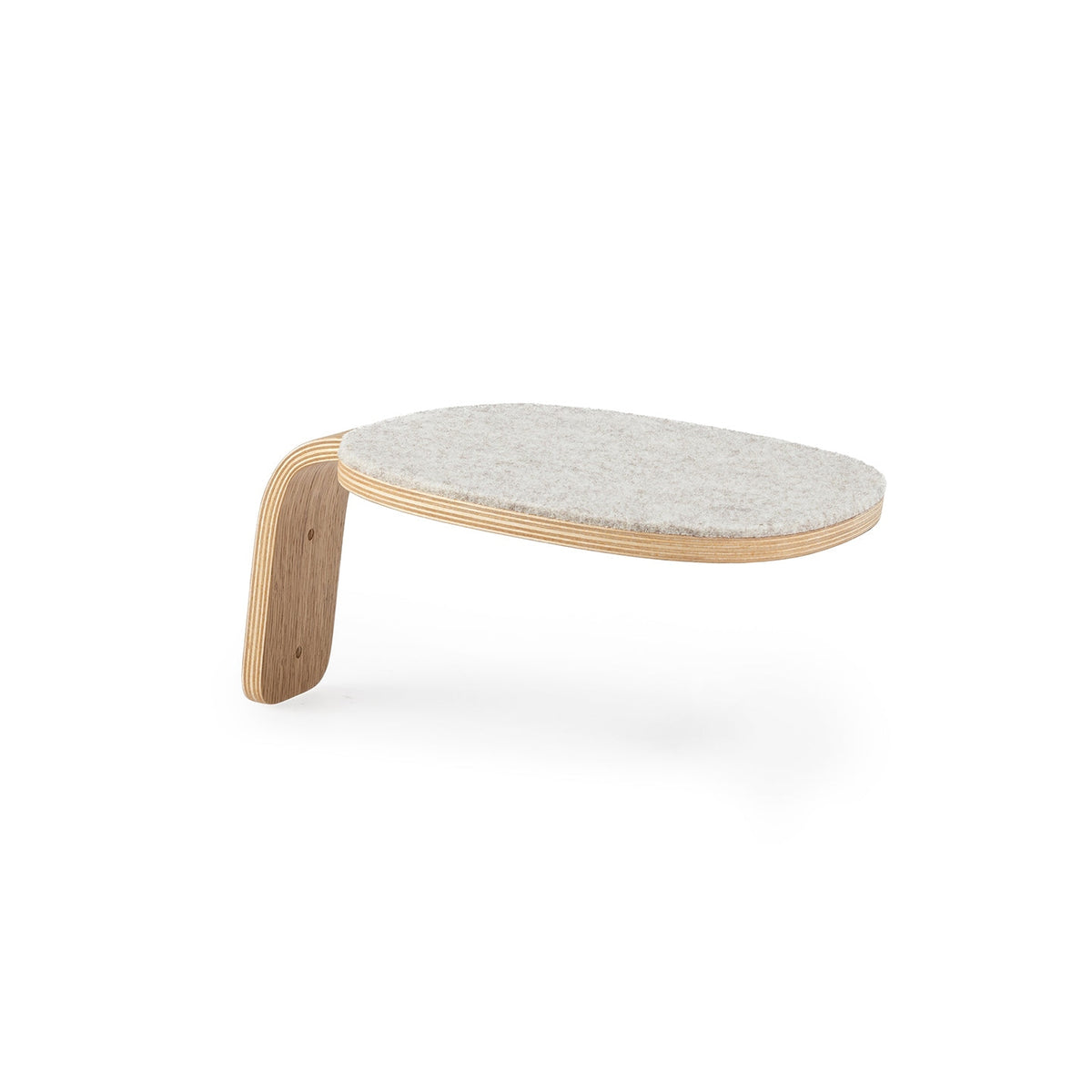 MiaCara Parete short wall step in oak-veneer plywood with a beige felt top, on a white background