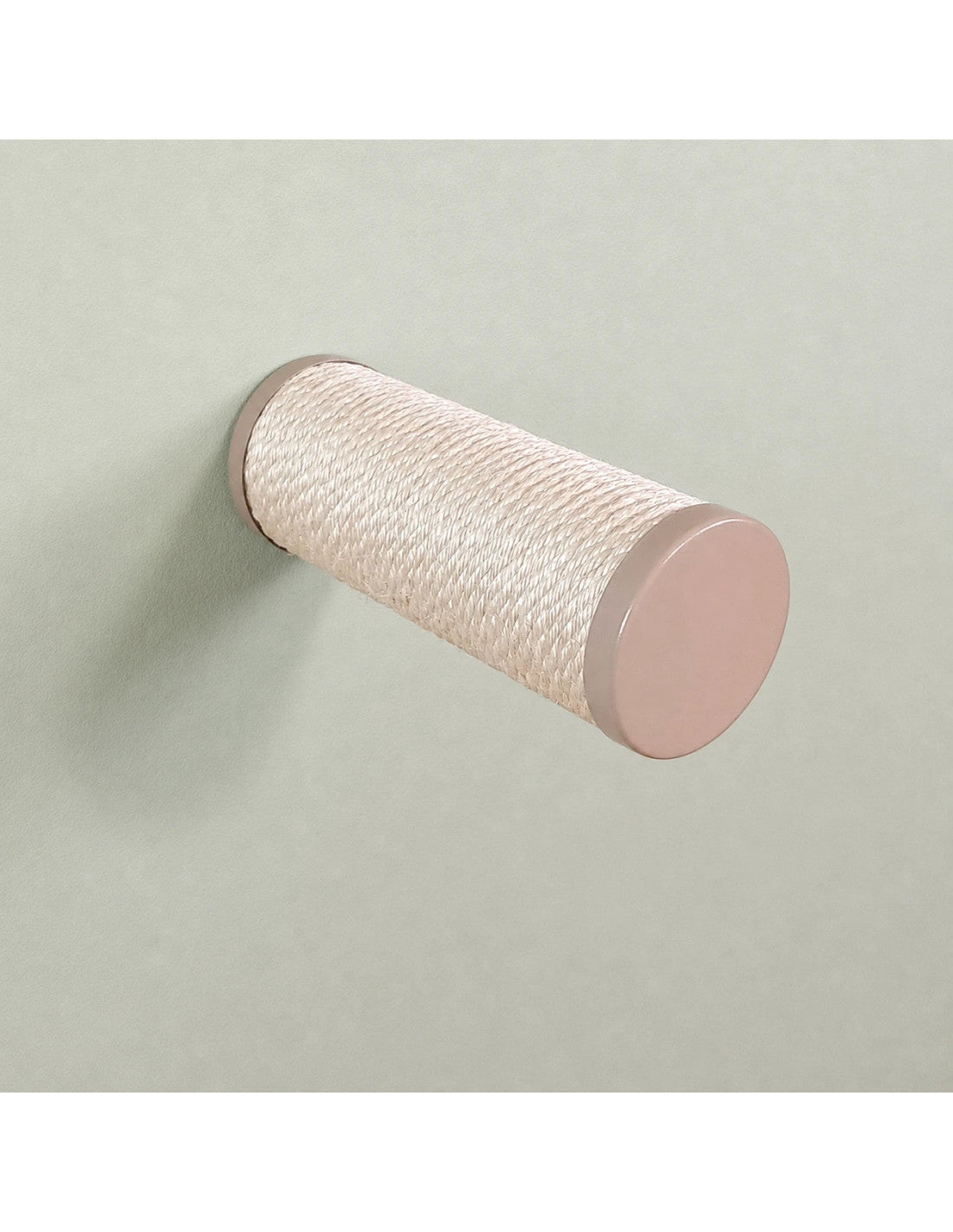Round sisal-wrapped cat wall step with beige powder-coated end cap