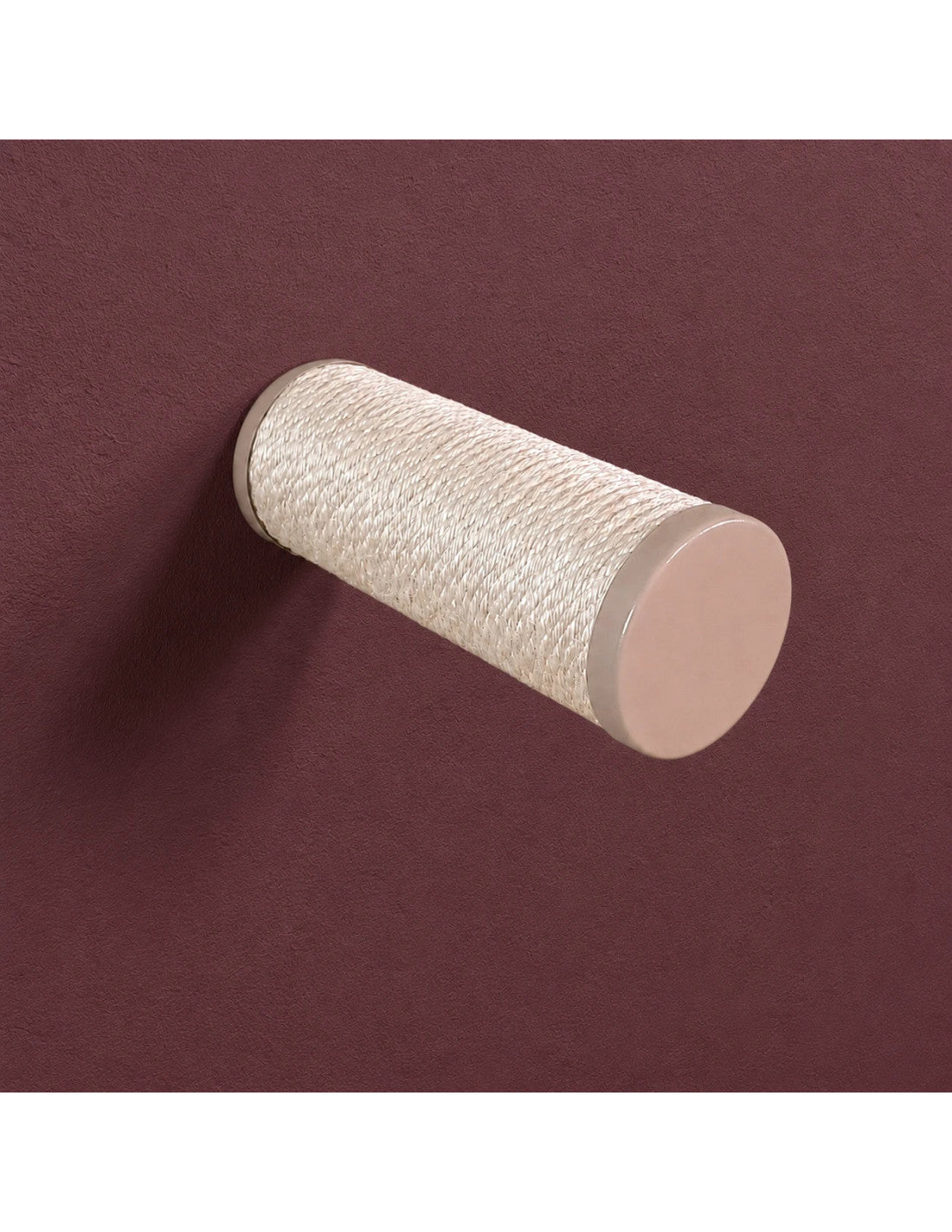 Round sisal cat wall step with beige metal ends, wall-mounted with no visible fixings