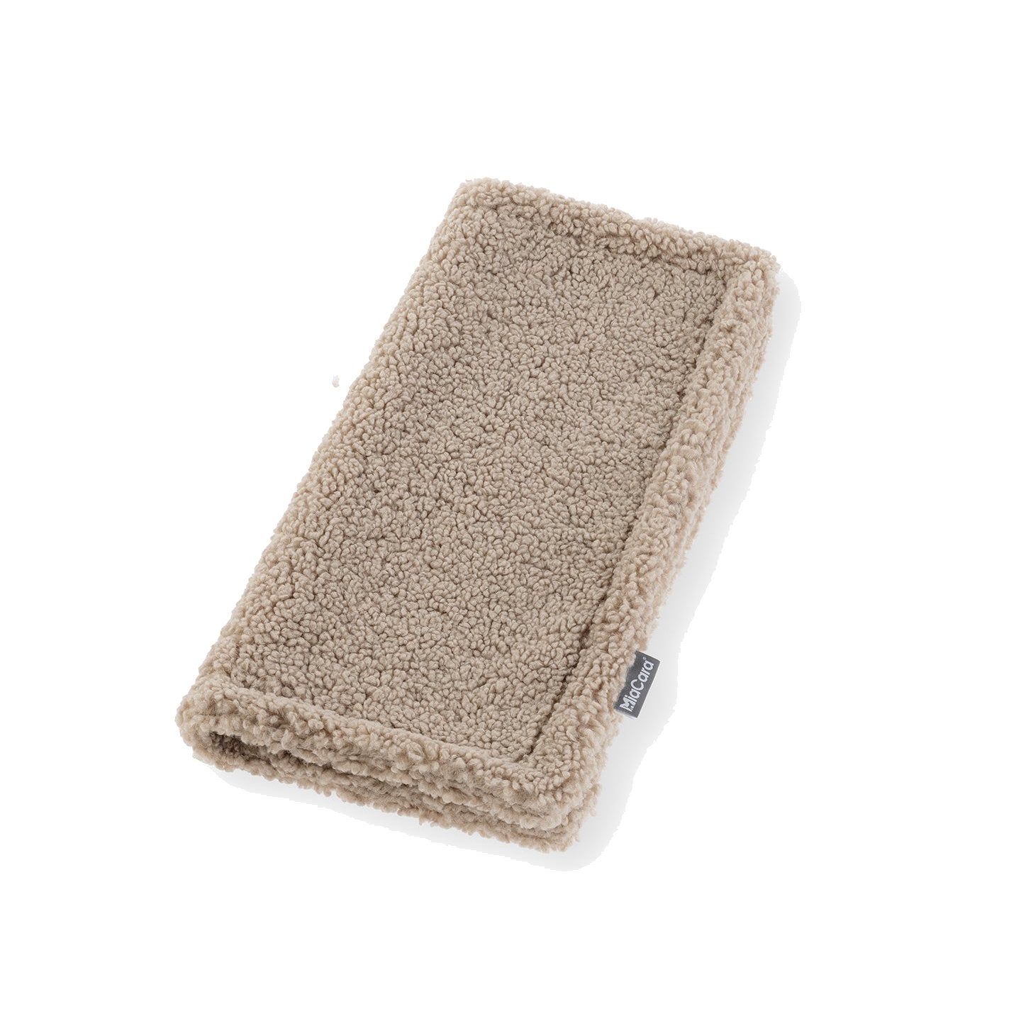 MiaCara Senso beige sherpa cat blanket with textured fleece surface and minimalist German design on white background