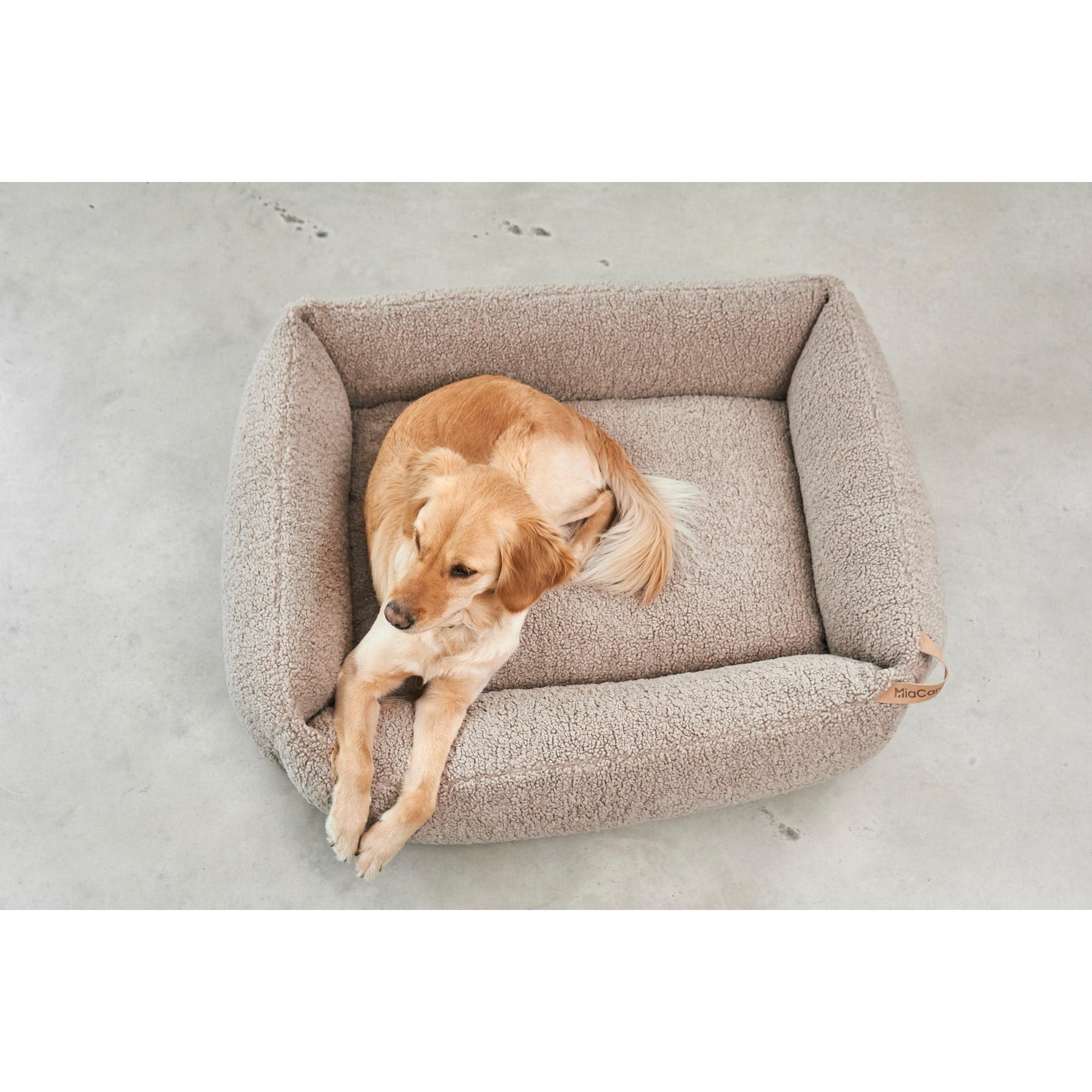 Close-up detail of MiaCara Senso designer dog bed cover showcasing German minimalist design