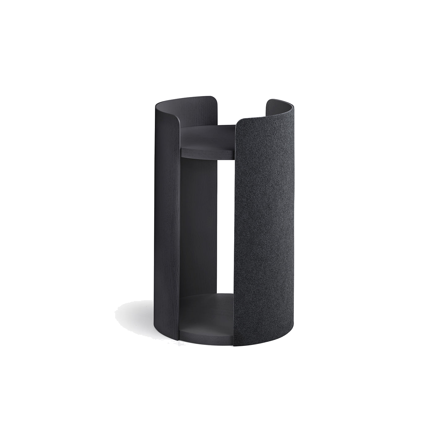 MiaCara Torre minimalist cat tower in charcoal grey fabric with cylindrical design and modern architectural form