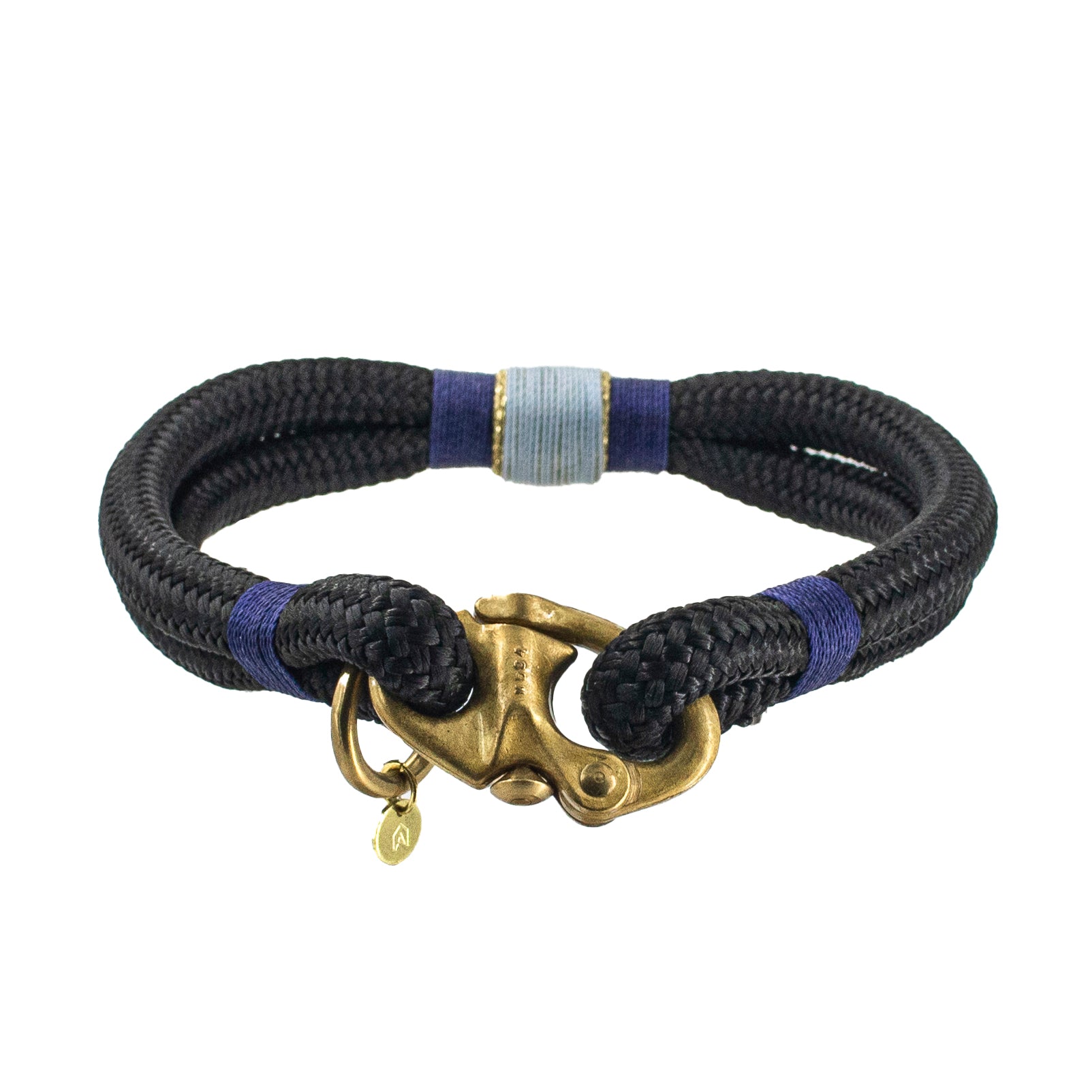 Oonalfie Cretan Adventure small rope dog collar in Mediterranean navy and blue for small breeds