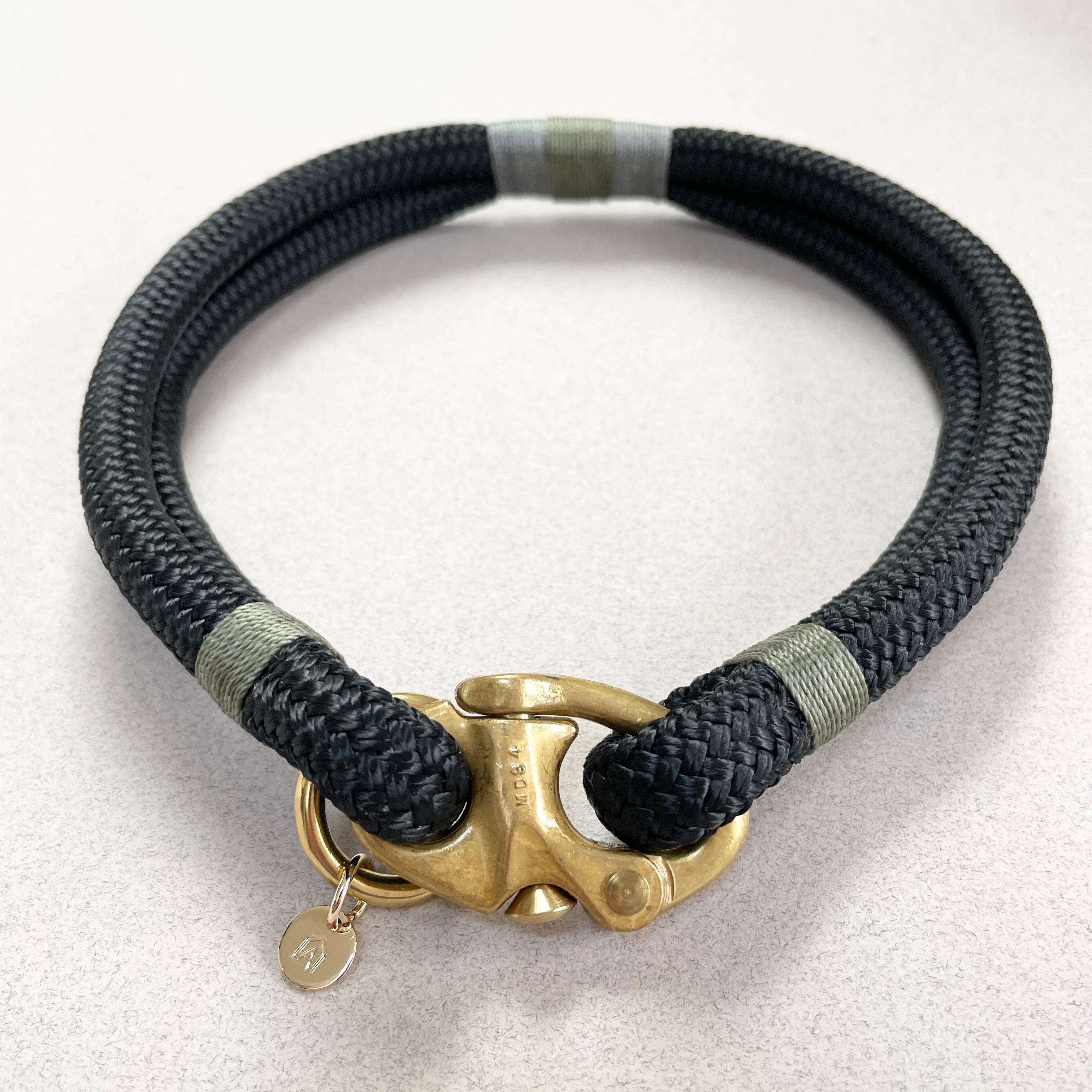 Enchanted Forest rope dog collar in luxury gift box with black ribbon, handmade in Britain