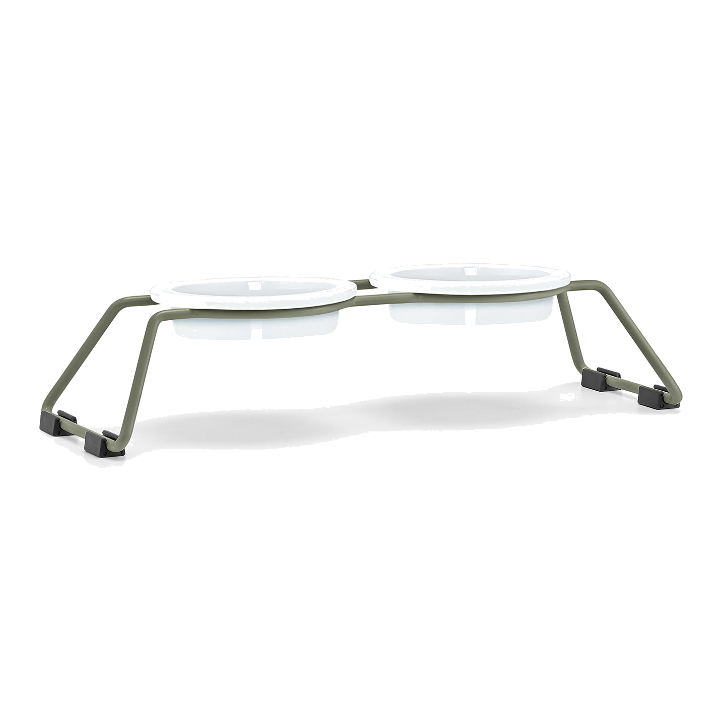 Close-up view of MiaCara Cena elevated cat feeder in white porcelain, German design