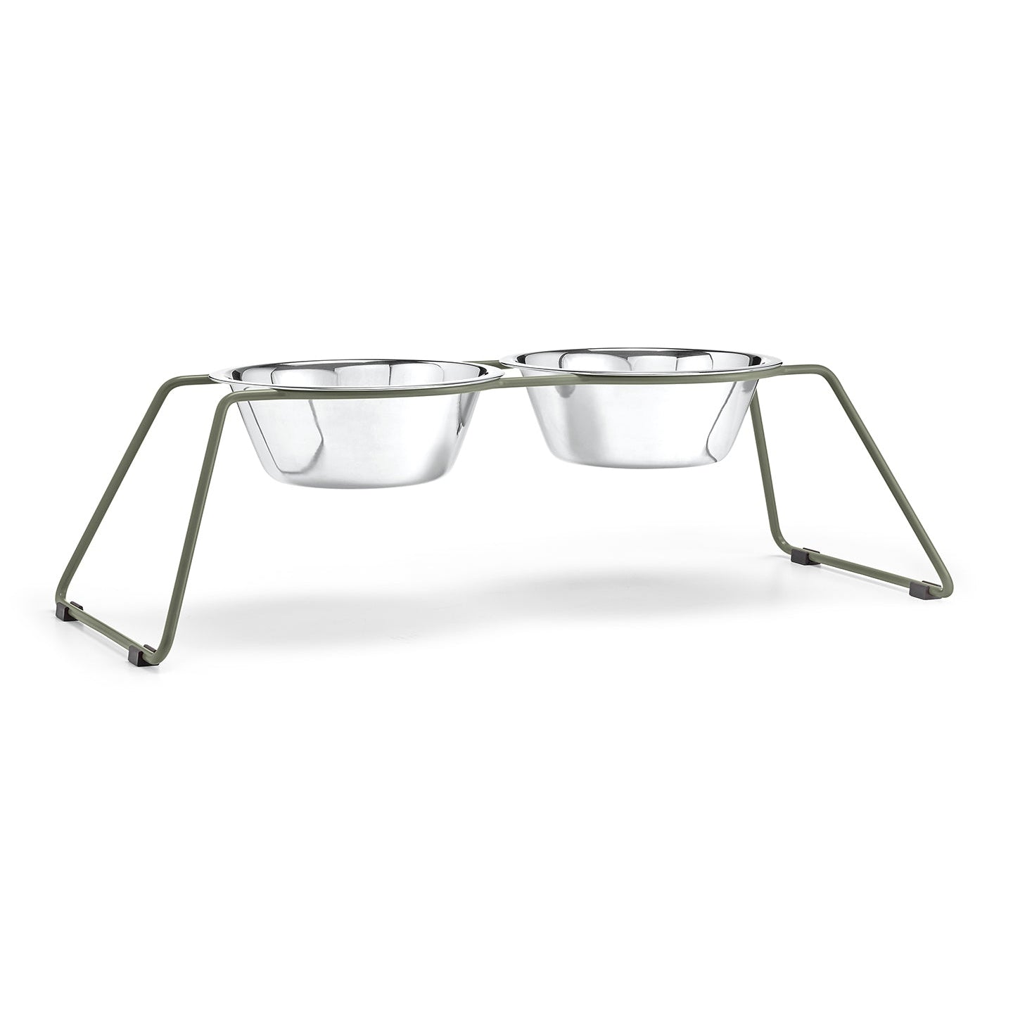 MiaCara Cena Elevated Dog Feeder with two stainless steel bowls on a white background