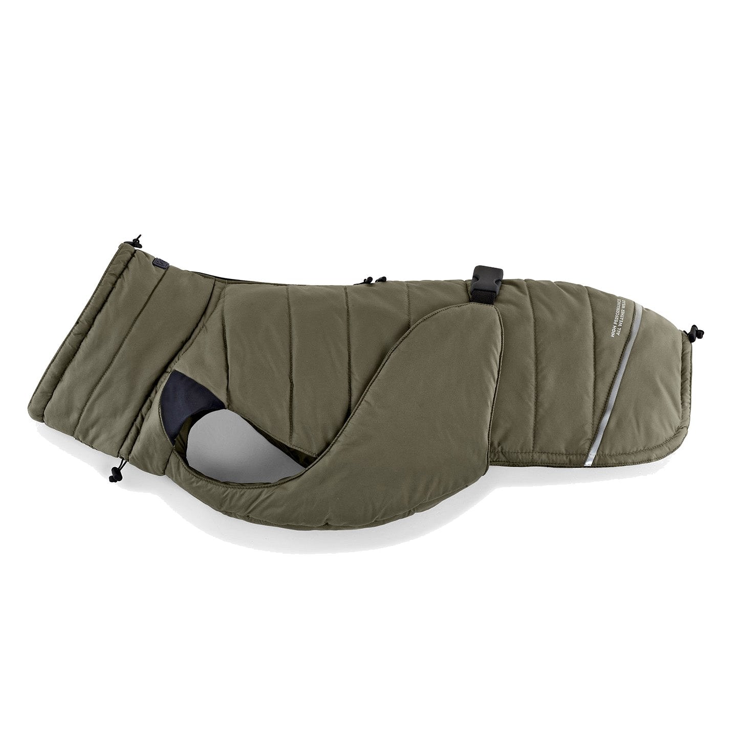 MiaCara Cosima olive green designer dog winter coat with quilted German engineering and sustainable materials