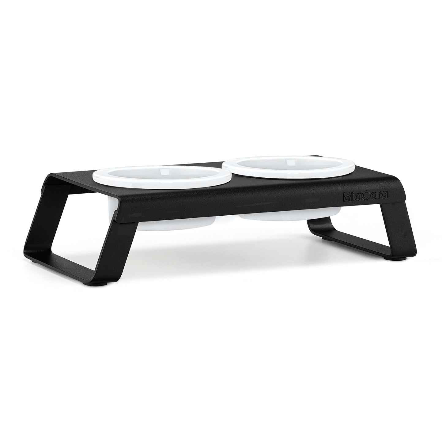 MiaCara Desco Elevated Dog Feeder - Porcelain - Lifestyle image