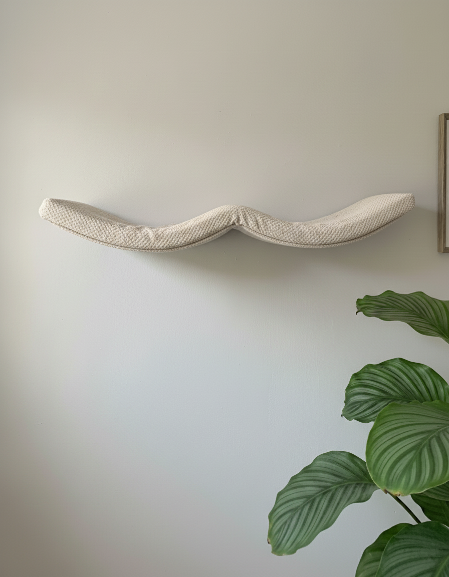 Cat Wall Shelf - The Double Arch Haven with Beige DOT cushion