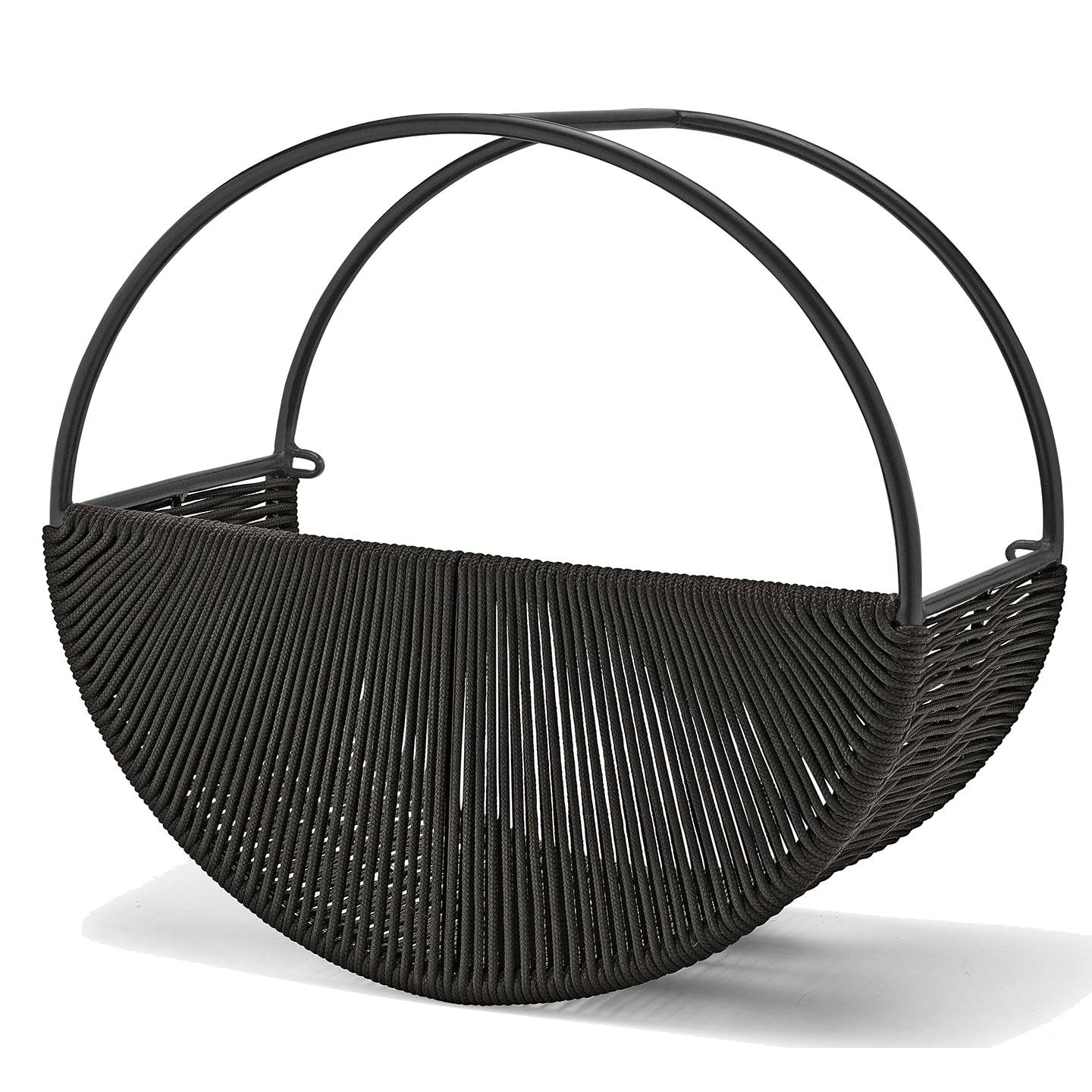 MiaCara Gradino black woven pet nest with circular metal frame showcasing German minimalist design for cats