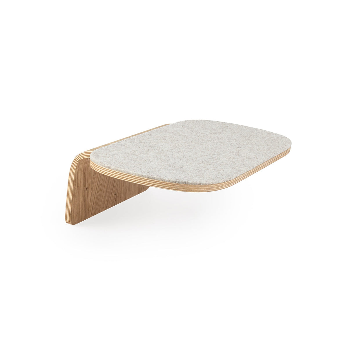 MiaCara Parete long wall step in oak-veneer plywood with a beige felt top, on a white background