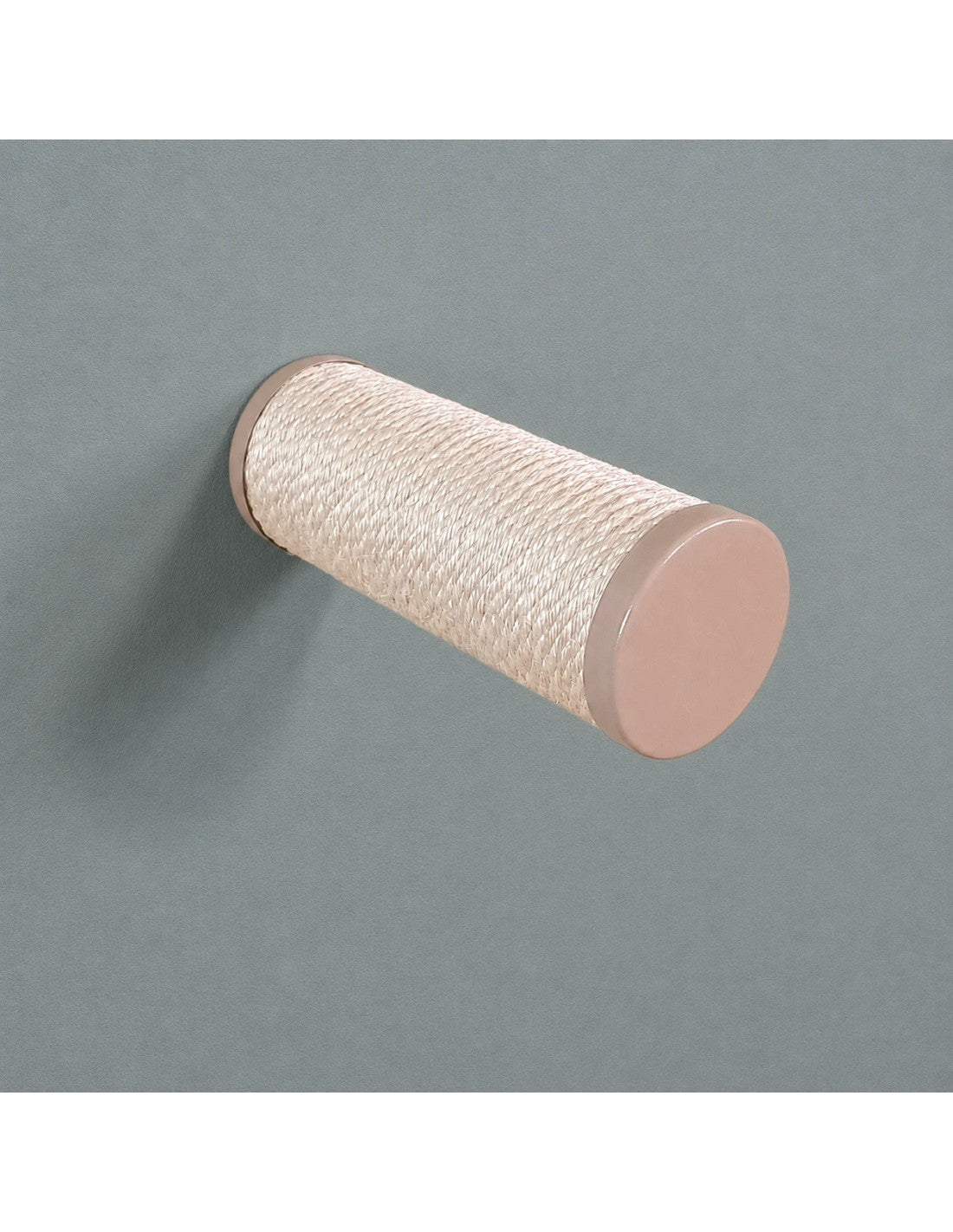 Close view of a round cat wall step wrapped in triple-braided sisal rope
