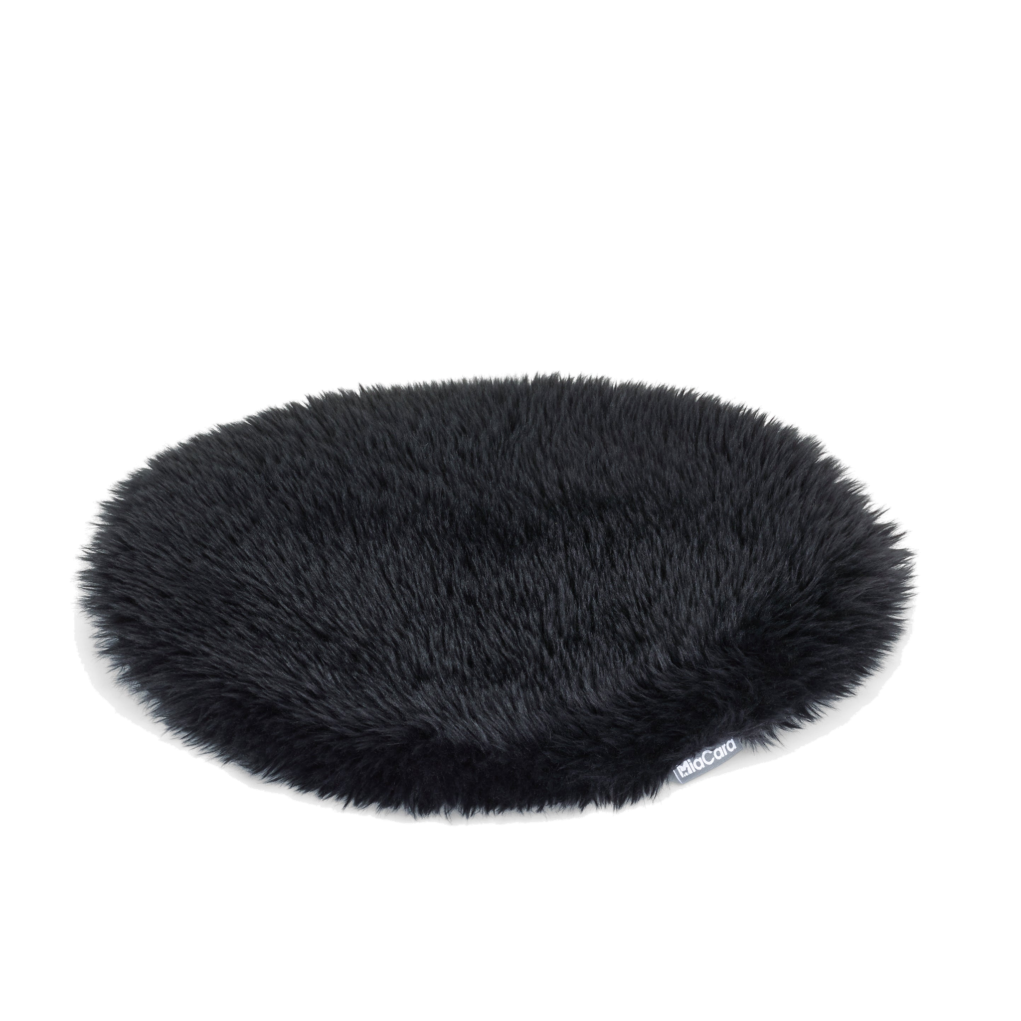 MiaCara Torre black faux fur oval pet cushion bed with minimalist German design for contemporary interiors