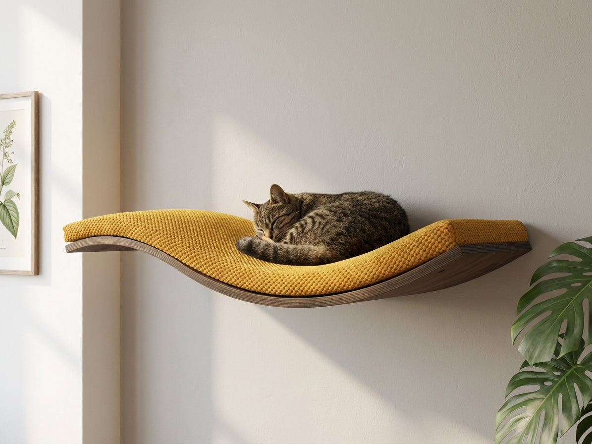 Cat's Atelier Cat Wall Shelf — The Wavey Retreat - side profile